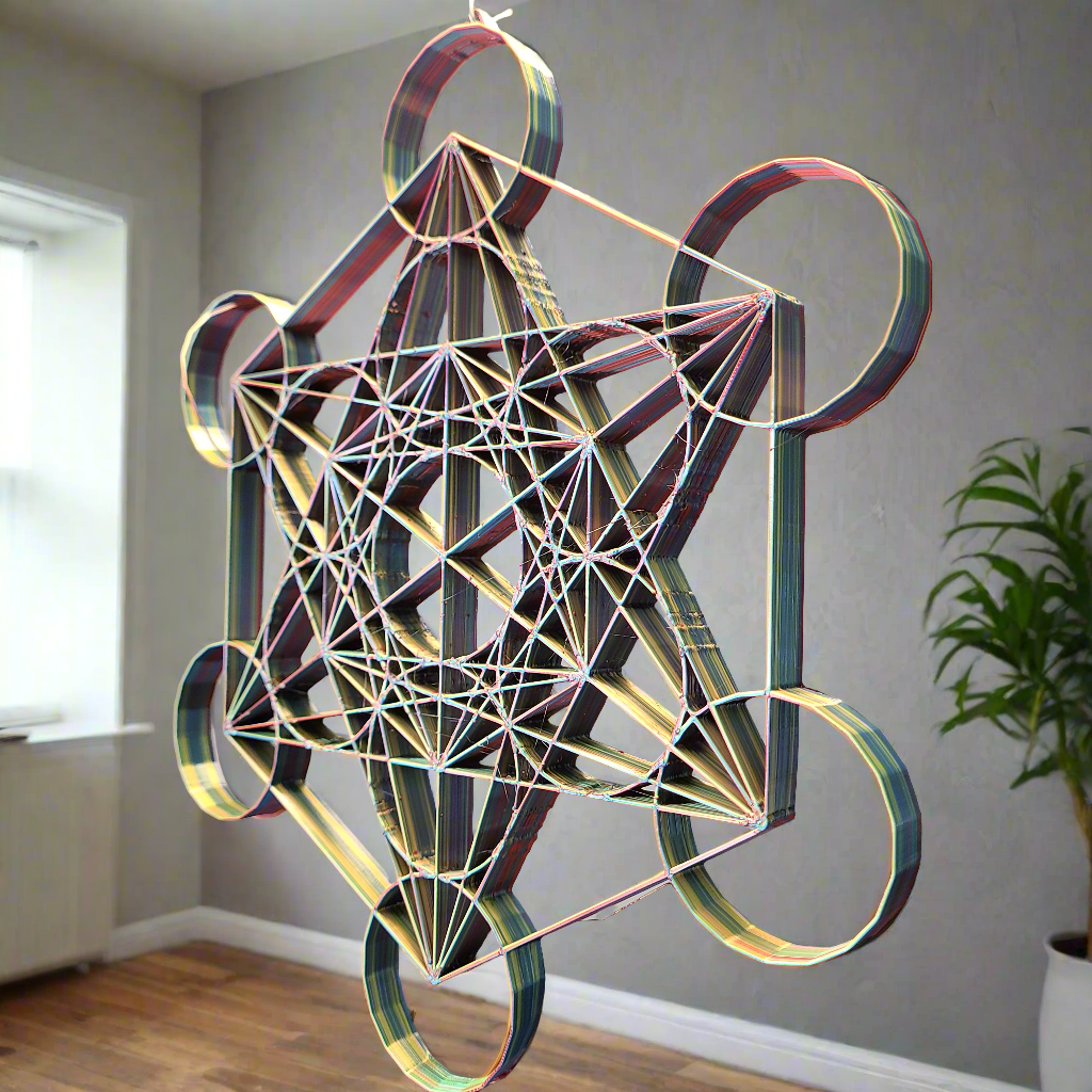 Sacred Geometry Metatron's Cube Wall Decor, Geometric Mobile Hanging Art, Metatron's Cube Sacred Geometry Hanging Art, Geometric Design,