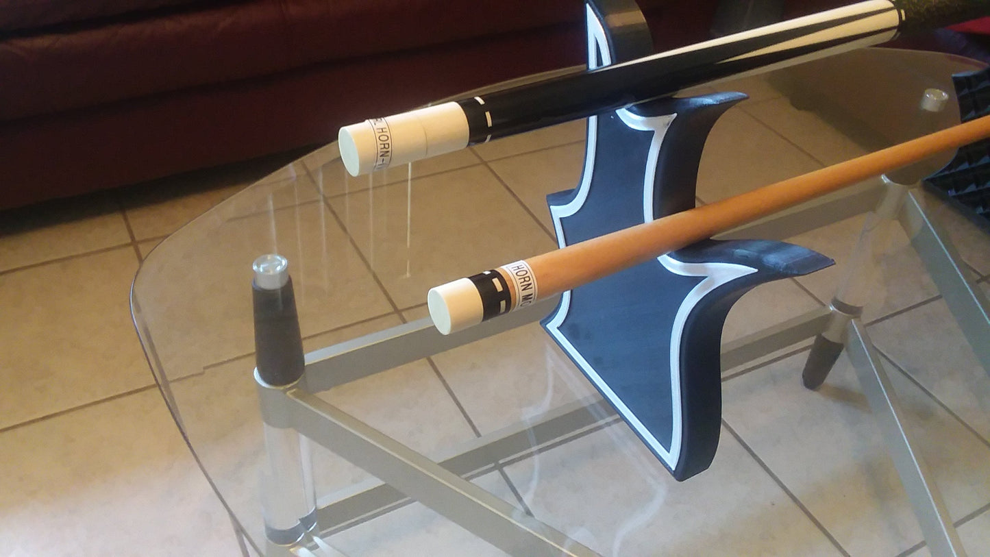 Silk (pearl) and black 3d printed pool cue stands (2)